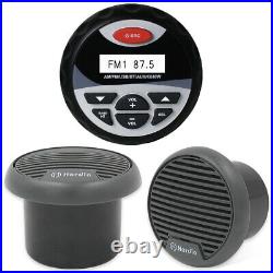 Herdio Waterproof Marine FM/AM Bluetooth USB/RCA Radio+3 Boat Hot Tub Speakers