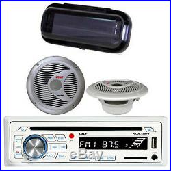 In Dash Marine Boat CD SD USB AM/FM Stereo/ Wireless Bluetooth 2 Speakers +Cover