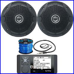 Infinity R3000 Bluetooth Radio, 2x 6.5 180W Boat Black Speaker, Wire, Antenna