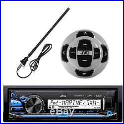 JVC KDX35MBS Bluetooth Boat USB Radio, Marine JVC Wired Remote, Marine Antenna