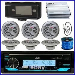 JVC KDX37MBS Bluetooth Boat Radio, Cover, 6.5 150W Speakers, Antenna, 400W Amp