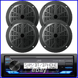 JVC KD-X38MBS Marine Bluetooth Stereo Receiver, 4x Pyle 5.25 100W Boat Speakers