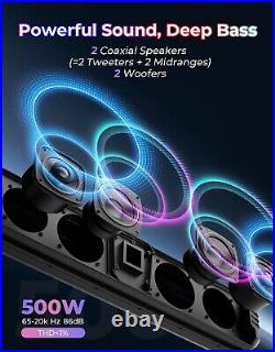 KEMIMOTO Midnight 60 26 Marine Boat Speakers RGB UTV Sound Bar IP66 Waterproof