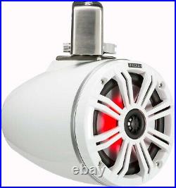 KICKER 45KMTC65W MARINE/BOAT 6.5 WAKEBOARD TOWER SPEAKERS WithLED LIGHT WHITE