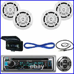 KMRD372BT Boat CD Bluetooth Radio/Remote, 6.5Marine Speakers/Wires, Antenna, Cover