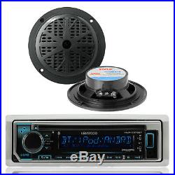 KMRD372BT Marine Boat MP3 AM/FM Smartphone Stereo Receiver, 2x 4 Speakers Pkg