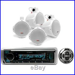 Kenwood Bluetooth AUX USB Marine Radio/Wired Remote, 6.5 Wakeboard Boat Speakers