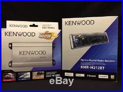 Kenwood Boat Marine Radio Blue Tooth 400 Watt 4 Chanel Amp Speaker Woofer Kits