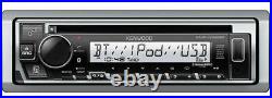 Kenwood KMR-D382BT 1-Din Marine CD/USB Receiver+ KFC-1673MRBL Boat Speakers Pair