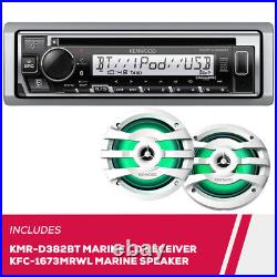 Kenwood KMR-D382BT Marine CD Receiver & KFC-1673MRWL 6.5 2-Way Marine Speakers