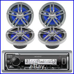 Kenwood Marine Bluetooth Digital Media Radio, 4x 6.5 Boat Speakers (Charcoal)