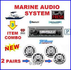 Kenwood Marine Boat Bluetooth Usb Aux Mp3 Radio + 4 X Kenwood Marine Speakers