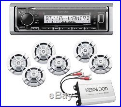 Kenwood Marine Boat Bt Usb Aux Mp3 Radio + 4 X Marine Speakers + 400w Amp