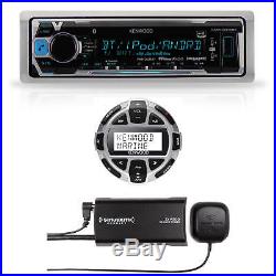 Kenwood Marine Boat MP3 AUX Bluetooth Radio + Digital Remote & SiriusXM Antenna