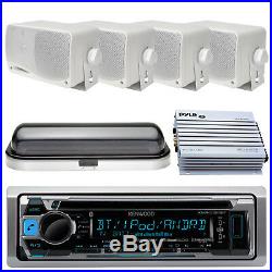 Kenwood Marine Boat Yacht In Dash AM/FM Radio Stereo 400W Amp 4 Speakers & Cover