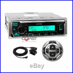 Kenwood USB MP3 BT Sirius Alexa Marine Boat Radio Receiver w Remote KMR-M328BT