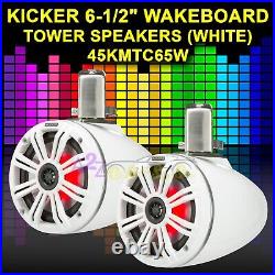 Kicker 45kmtc65w Marine / Boat 6.5 Wakeboard Tower Speakers Led Light White New