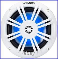Kicker 49KM604WL KM-Series 6.5 150W LED Marine Speakers 4-Pack with Weather Radio