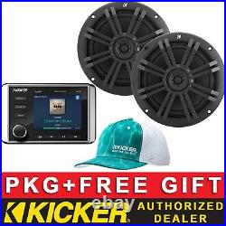 Kicker Kmc5 Digital Media Receiver Boat/marine Audio Package+6.5 Speakers Black
