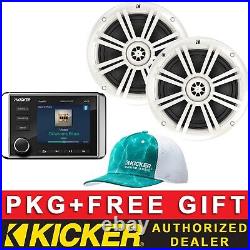 Kicker Kmc5 Digital Media Receiver Boat/marine Audio Package+6.5 Speakers White