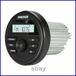 Kicker Marine Radio Receiver, 6.5 195W LED Speaker (QTY 4), Amp, Remote, 2x Wire