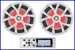 MB QUART MDR2.0W Marine Boat AM/FM Receiver withBluetooth+2 Rockville 8 Speakers