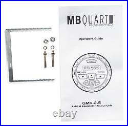 MB Quart GMR-2.5 Marine Bluetooth Gauge Receiver+(2) White 8 Boat LED Speakers