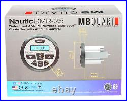 MB Quart GMR-2.5 Marine Bluetooth Gauge Receiver+(4) 8 900w Boat LED Speakers