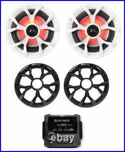 MB Quart GMR-LCD Marine/Boat Receiver withAM/FM/Bluetooth+(2) 6.5 LED Speakers