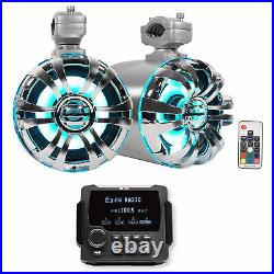 MB Quart GMR-LCD Marine/Boat Receiver withBluetooth+(2) 6.5 LED Tower Speakers