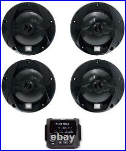 MB Quart GMR-LCD Marine/Boat Receiver withBluetooth+(4) Black JBL 6.5 Speakers