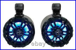 MB Quart GMR-LED Marine/Boat Bluetooth Receiver+2 Black 6.5 LED Tower Speakers