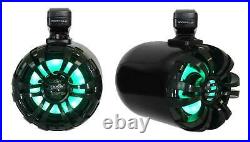 MB Quart GMR-LED Marine/Boat Bluetooth Receiver+2 Black 6.5 LED Tower Speakers