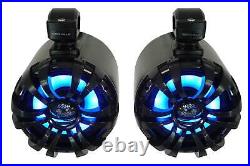 MB Quart GMR-LED Marine/Boat Bluetooth Receiver+4 Black 6.5 LED Tower Speakers