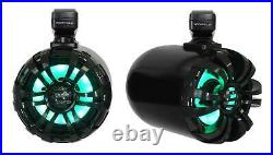 MB Quart GMR-LED Marine/Boat Bluetooth Receiver+4 Black 6.5 LED Tower Speakers