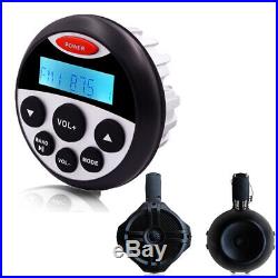 Marine Audio Bluetooth IP66 ATV UTV Boat Car Stereo Radio+Speakers (pair) Black