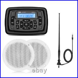 Marine Audio Bluetooth Receiver and Boat Speakers 4inch and FM AM Radio Antenna
