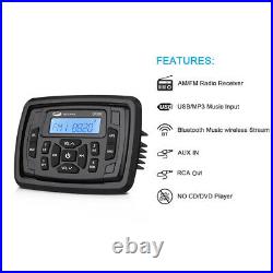 Marine Audio Bluetooth Receiver and Boat Speakers 4inch and FM AM Radio Antenna