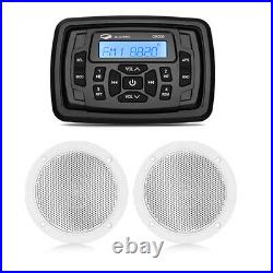 Marine Audio Boat Bluetooth Radio Stereo Receiver ATV + 4 inch Car Audio Speaker