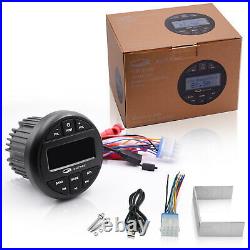 Marine Audio Gauge Style Radio Package with 4 Box Boat Speakers and Antenna