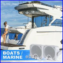 Marine Audio Gauge Style Radio Package with 4 Box Boat Speakers and Antenna