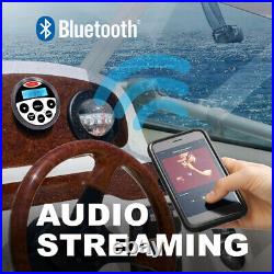 Marine Audio Package Bluetooth Stereo Receiver with 4 Boat Speakers and Antenna