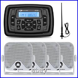 Marine Audio Package Waterproof Bluetooth Stereo Receiver with Boat Box Speakers