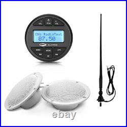 Marine Audio Stereo Bluetooth Receiver Boat Radio and 4 Speakers and Antenna