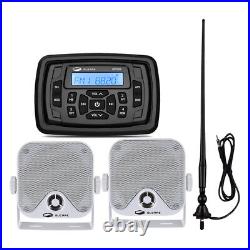 Marine Audio Waterproof Bluetooth Receiver Stereo Radio + Boat Speaker + Antenna