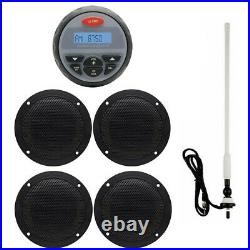 Marine Audio Waterproof Bluetooth Stereo System Radio +4 Boat Speakers+ Antenna