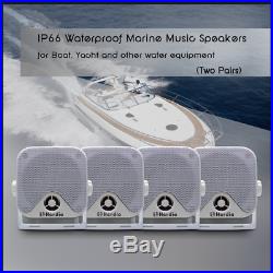 Marine Bluetooth Boat AM/FM Radio Receiver+2 PAIR 4 Marine Speakers+Antenna