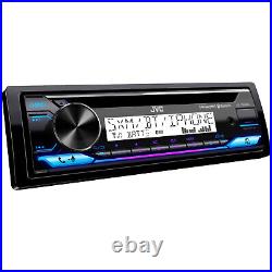 Marine Bluetooth CD Radio, 2x 4 100W Blue Flash LED Boat Speaker, Cover (Black)