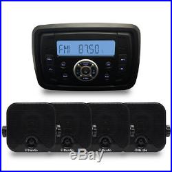 Marine Bluetooth MP3 Player Boat Stereo Radio+4 Van Boat Jeep Truck Speakers