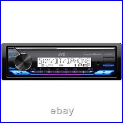Marine Bluetooth Radio, 4x 4 100W Blue Flash LED Boat Speakers, Cover (Black)